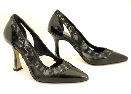Pantofi de dama formali din lac natural negru - Model Bambi.
