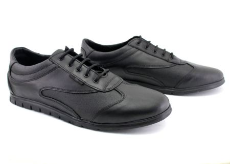 Мъжки, спортни обувки от естествена кожа в черно - Модел Леонардо.