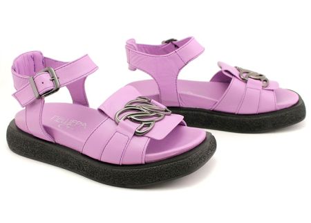 Sandale dama din piele naturala de culoare violet - Model Astrid.