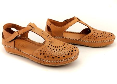 Pantofi de dama deschisi din piele naturala de culoare maro deschis - Model Katerina.