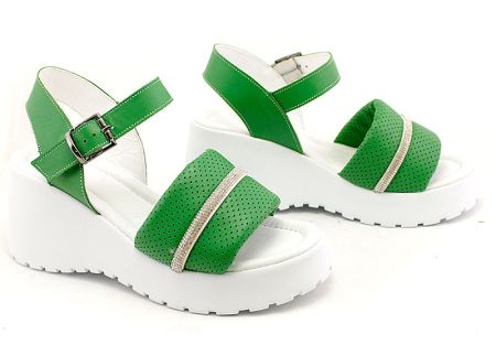 Sandale de dama cu platforma verde - Model Izumi.