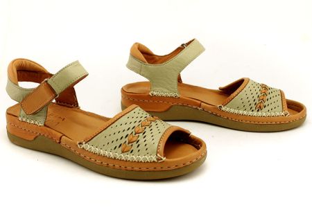 Дамски сандали от естествена кожа в цвят скорпион-таба - Модел 17-013.
