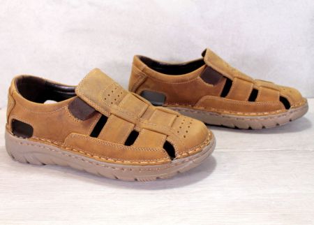 Мъжки сандали от естествена кожа в кафяво - модел Дан