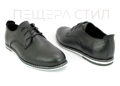 Мъжки ежедневни обувки от естествена кожа в черно D-301  CH