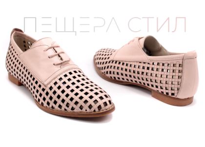 Дамски летни обувки с перфорация в цвят "пудра" 648 P
