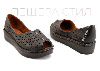 Дамски летни обувки от естествена кожа в черно 3141-1 CH