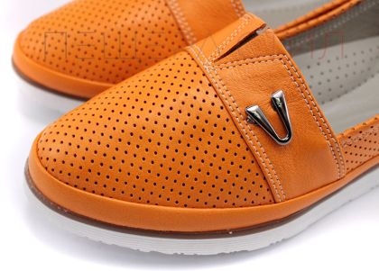 Дамски летни обувки от естествена кожа в оранжево M-269 OR