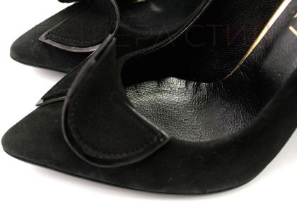 Дамски официални обувки изработени от естествен набук. Цвят черен. Модел 578 CH.