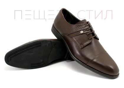Мъжки официални обувки в тъмно кафяво 1855-19 K