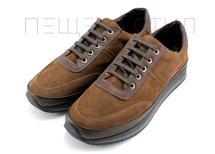 Мъжки обувки от естествен набук и естествена кожа  в кафяво 8206 K