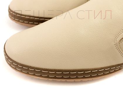 Мъжки обувки от естествена кожа в бежово с кафяв кант  809 BJ