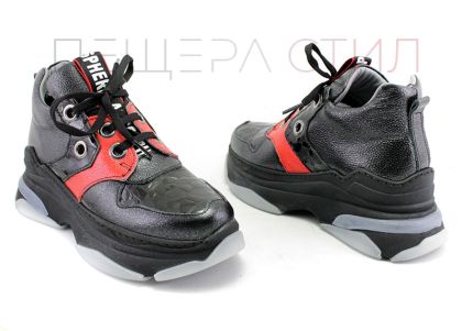 Дамски спортни обувки от естествена кожа в тъмно синьо 1205 SN
