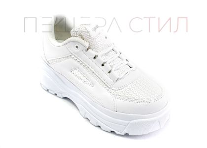 Дамски спортни обувки тип маратонки в бяло -  664B