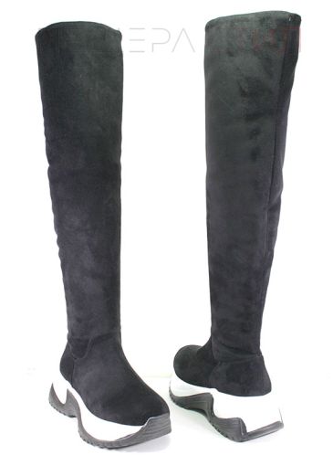 Фантастични черни чизми от ликра стреч с много топла подплата модел Дима