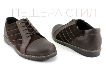 Мъжки кафеви, ежедневни обувки от естествена кожа и естествен велур, модел Исма.