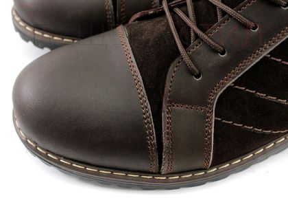 Мъжки кафеви, ежедневни обувки от естествена кожа и естествен велур, модел Исма.
