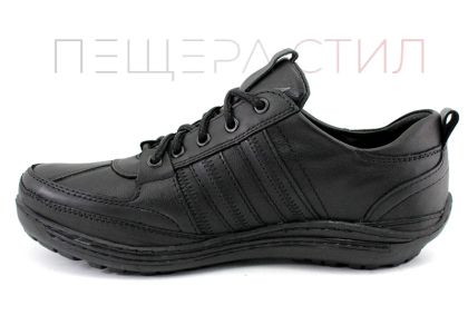 Мъжки черни, ежедневни обувки от естествена кожа с връзки, модел 159.
