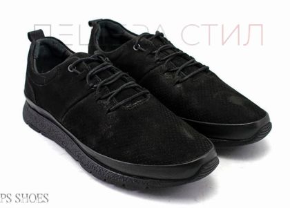Мъжки ежедневни обувки от естествен набук в черен цвят. Модел Дедриг