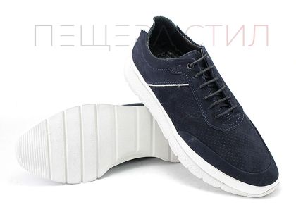 Мъжки обувки от естествена кожа в синьо, Модел Остин