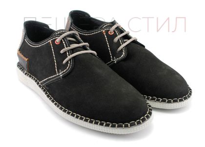 Мъжки обувки от естествен велур в черно, Модел Джак.