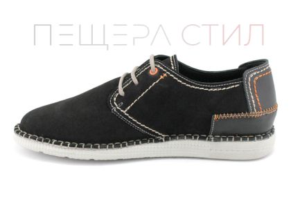 Мъжки обувки от естествен велур в черно, Модел Джак.