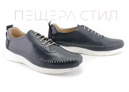 Мъжки обувки от естествена кожа в тъмно синьо, Модел Лукас.