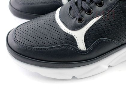 Мъжки обувки от естествена кожа в тъмно синьо, Модел Александър.