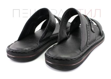 Мъжки чехли от естествена кожа в черно- модел Вини.