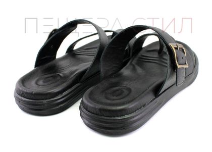 Мъжки чехли от естествена кожа в черно- модел Баян.