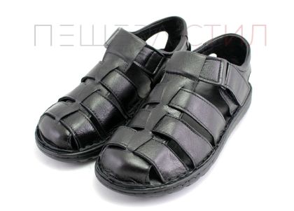 Мъжки сандали от естествена кожа в черно- модел Вокил.