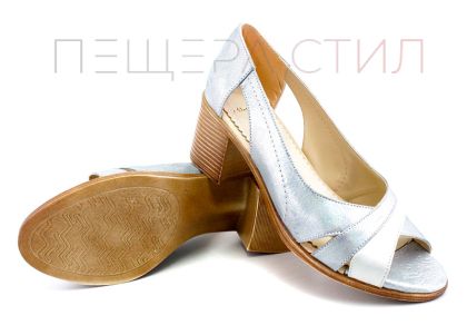 Дамски сандали от естествена кожа с изкрящ ефект- Модел Наталия.