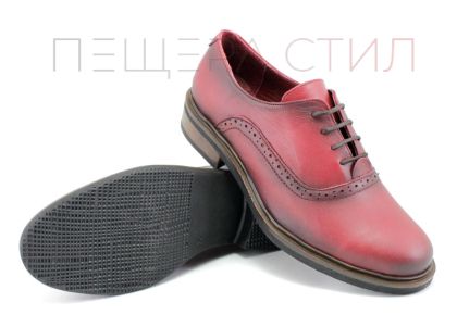 Дамски ежедневни обувки с връзки в бордо - Модел Вирджиния.