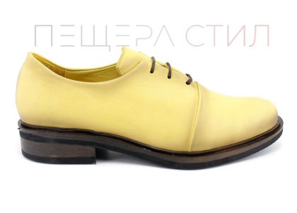 Дамски ежедневни обувки с връзки в жълто - Модел Валентина.