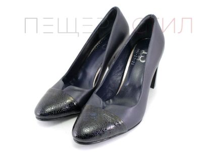 Дамски обувки на висок ток в тъмно синьо, модел Енола.