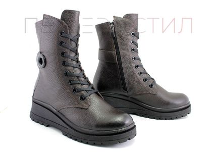 Дамски кубинки от естествена кожа в кафяво - модел Синтия.