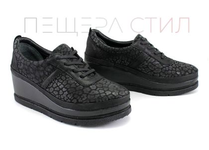 Pantofi casual pentru femei, cu șireturi în negru - Model Helena