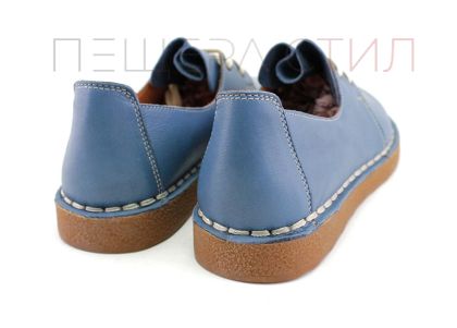 Дамски обувки от мека кожа в син деним - Модел Зита.