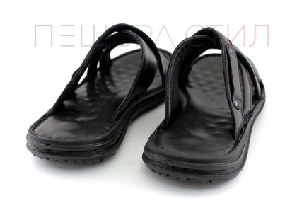 Мъжки чехли от естествена кожа в черно, модел Хектор.