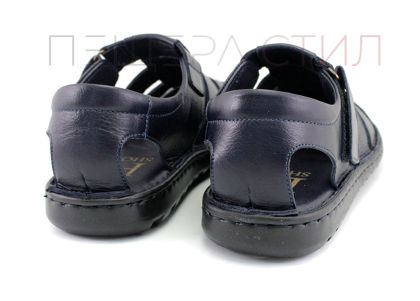 Мъжки сандали от естествена кожа в тъмно синьо - модел Вокил