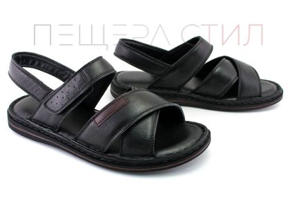 Мъжки сандали от естествена кожа в черно - модел Братан