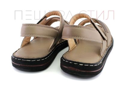 Мъжки сандали от естествена кожа в пясъчно сиво - модел Братан
