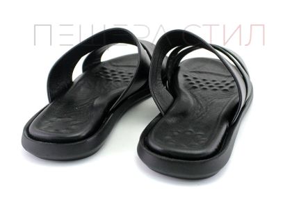 Мъжки чехли от естествена кожа в черно, модел Нестор