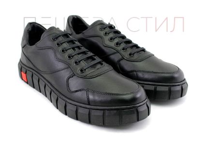 Мъжки ежедневни обувки с връзки в черно - Модел Дориан