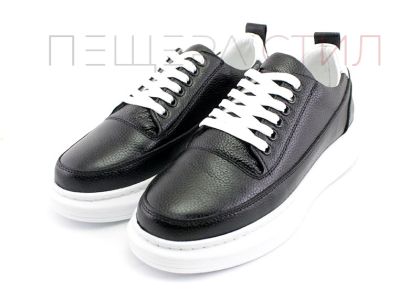 Мъжки, спортни обувки от естествена кожа в черно - Модел Роки