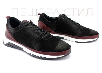 Мъжки, ежедневни обувки от естествен набук в черно - Модел Бруно