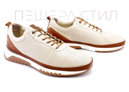 Мъжки, ежедневни обувки от естествена кожа в бежово - Модел Бруно