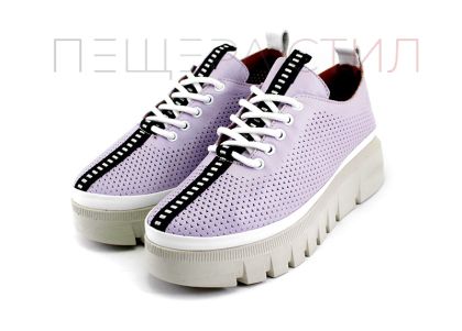 Дамски летни обувки от естествена кожа в лилаво - Модел Хелена