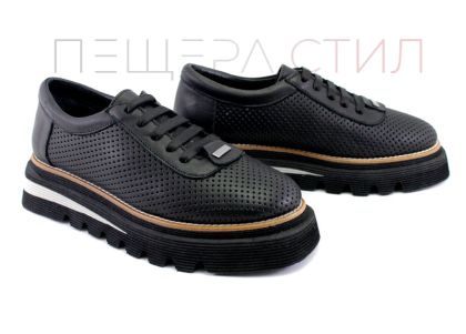 Дамски летни обувки от естествена кожа в черно - Модел Йоана