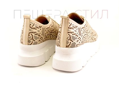 Дамски летни обувки от естествена кожа в бежово - Модел Пенелопе
