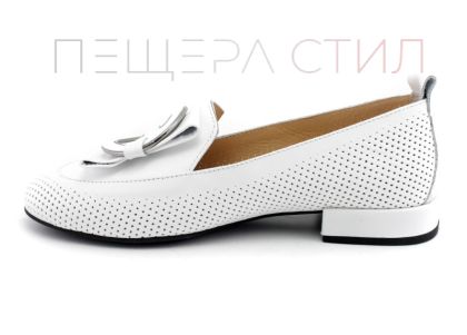 Дамски обувки от естествена кожа в бяло - Модел Ариел